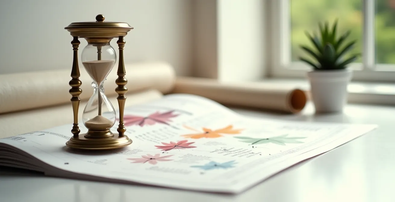 Calendrier illustrant les délais d'obtention d'un permis de construire purgé