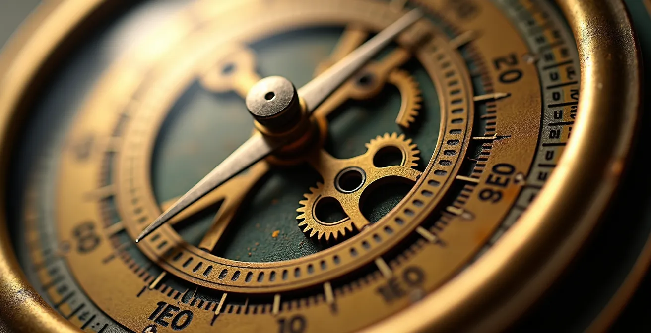 Métaphore visuelle d'un cycle immobilier avec indicateurs de risque