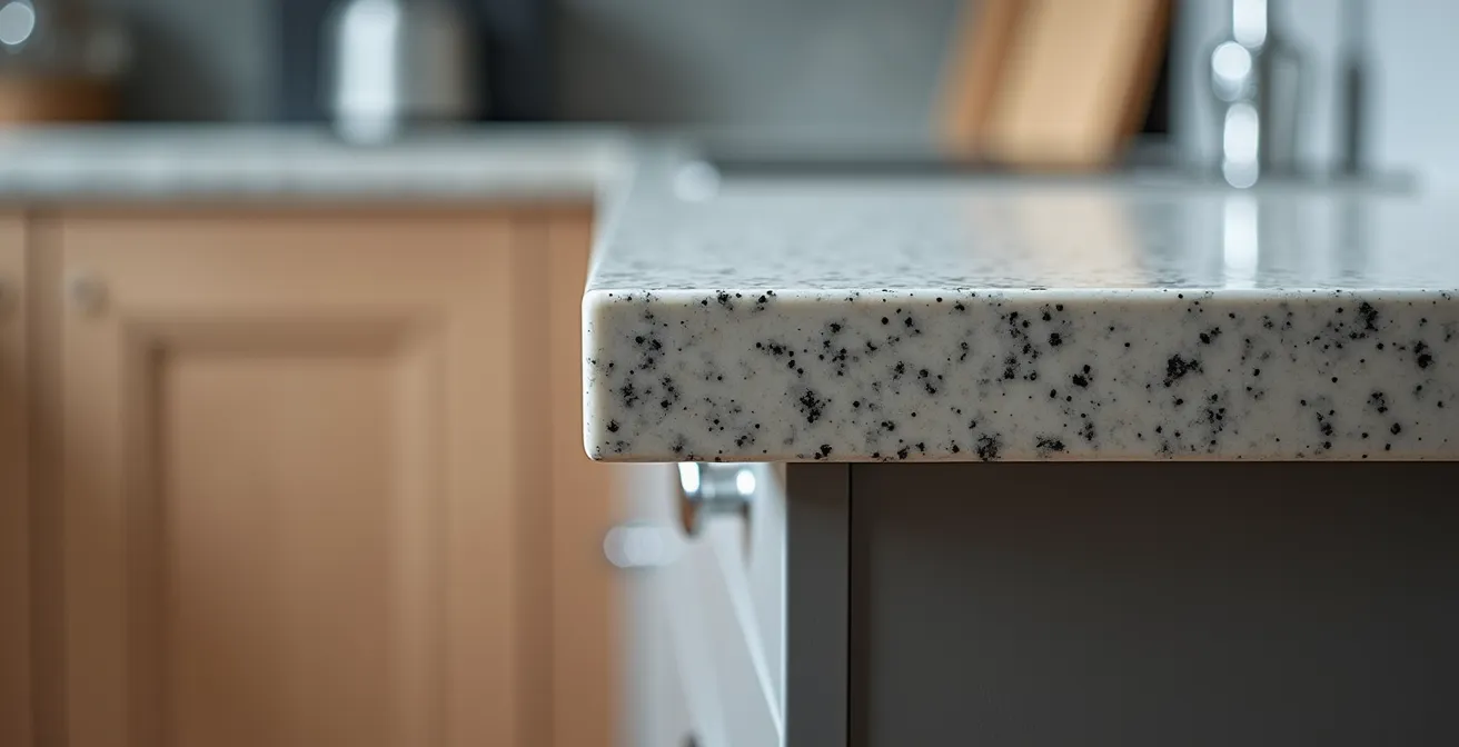 Cuisine moderne équipée avec électroménager intégré vue de profil